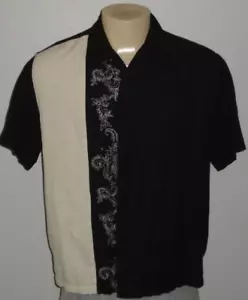 Camisa Cubavera 2 Tonos Panel Bordado Cigar Lounge Botón Delantero Hombres Grande - Imagen 1 de 5