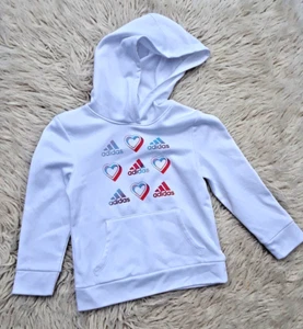 addida girls hoodie, sweatshirt white size 5 heart detail - Picture 1 of 9