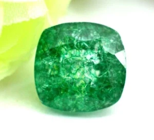 6.80Ct Certified Natural Colombian Green Emerald Cushion Cut Loose Gemstone - Picture 1 of 5