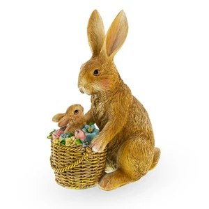 Statuina coniglietto mamma e bambino - Pasqua rustica e primavera de... al cesto 7,4 pollici - Foto 1 di 5