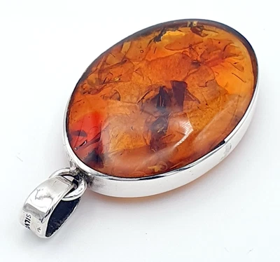 Hermoso colgante grande vintage de ámbar báltico y plata de ley - Impresionante Foto 1 de 4