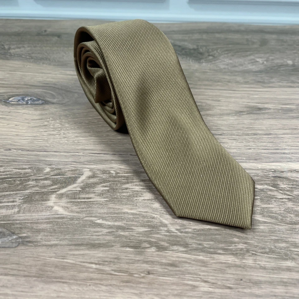 Corbata a rayas diagonales marrón liso para hombre poliéster formal negocios Foto 1 de 4