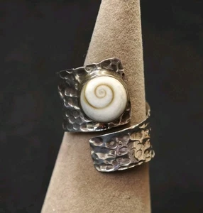 Dekorativer Silberring 925 Silber Gehämmert mit Shiva Auge Gr.  60 - Bild 1 von 13