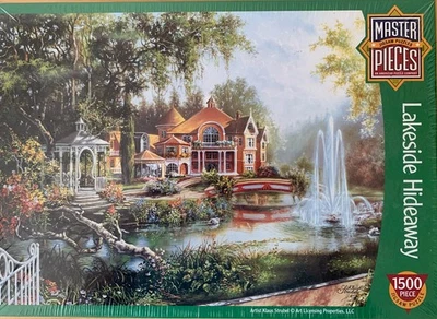Master Pieces Lakeside Hideaway 1,500 Piece Jigsaw Puzzle New Sealed Made In USA - Image 1 of 4