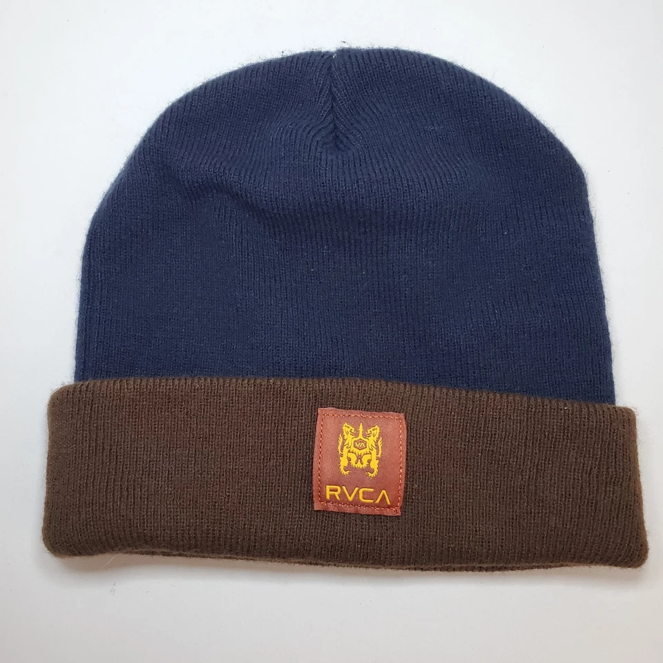 RVCA Builder Navy & Brown Adult Unisex Cap Hat Gorpcore Outdoor Beanie  - Image 1 of 4