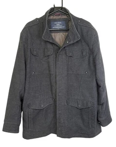 Next Italian Moleskin Herringbone Coat Men's XL Grey Zip Up Heavy Soft Winter - Picture 1 of 6