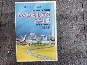 MAPPA PIEGHEVOLE VINTAGE 1964-1965 NEW YORK FIERA MONDIALE VISITATORI NYC HAMMOND - Foto 1 di 7