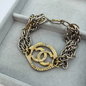 CHANEL COCO CC Logo Armband goldfarben Vintage echt Accessoire gebraucht JAPAN - Bild 1 von 10