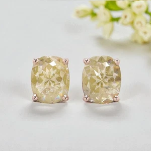 2.75 Ct Oval Cut Yellow Color Diamond Earring 14K Rose Gold Engagement Earring - Picture 1 of 9
