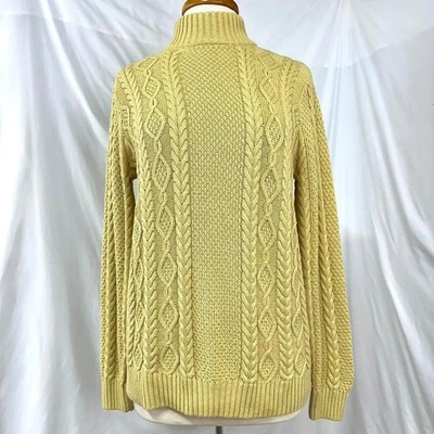 Suéter para mujer Jeanne Pierre Chartreuse tejido con cable cuello falso M Preppy brillante Foto 1 de 4