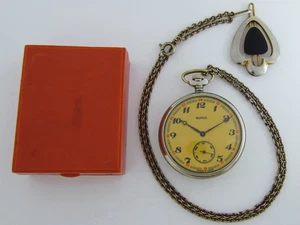 Molnija Wolf Molnia Vintage USSR Russian Amazing Art Deco Men Pocket Watch + Box - Photo 1/17