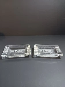 Set of 2-Vintage Art Deco Crystal Clear Glass Ashtray Trinket, Jewelry 6.5" x 4" - Picture 1 of 4