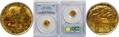 1922 Grant With Star $1 Gold Commemorative PCGS MS-64 - Image 1 of 3
