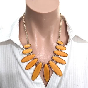 Mode goldfarben orange Acryl Strass Latz Halskette 21'L - Bild 1 von 3