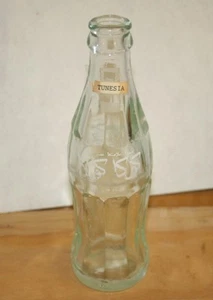 Coca-Cola White ACL Bottle, Tunesia, 1974, 7.75 Inch, Light Aqua Glass - Picture 1 of 4