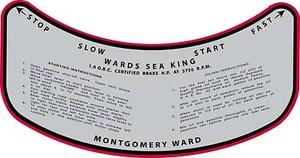 Vintage antique 1930s MONTGOMERY WARD SEA KING OUTBOARD MOTOR CONTROL 6.5" Decal - Picture 1 of 1