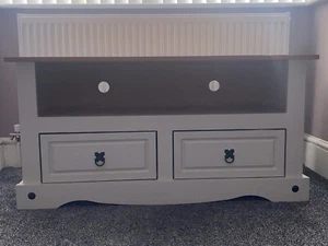 Corona TV Stand Flat Screen television 2 Drawer Solid Pine - Picture 1 of 8