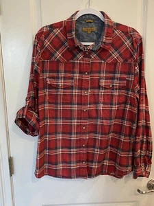 Jachs Girlfriend Bea Damen L/XL Langarm Perle Druckknopf vorne Flanell, wunderschön - Bild 1 von 10