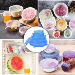12pc Silicone Stretch Lids Reusable Durable Food Storage For Bowls Cover - Picture 1 of 6