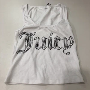 Juicy Couture Rhinestone Label White Tank Top XS - Picture 1 of 3
