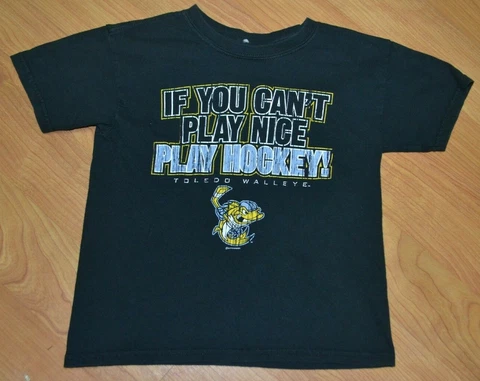 Toledo Walleye If You Can't Play Nice Hockey Kids Logo T Shirt Youth Small 6-8 Cover