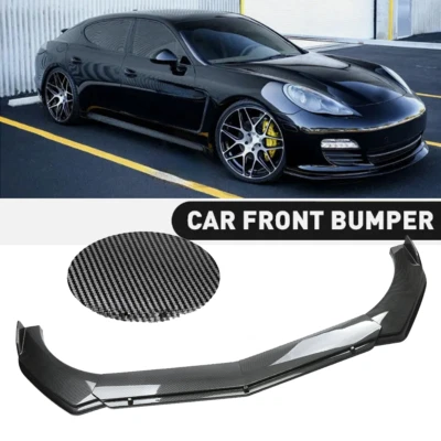 Carbon Fiber Look Front Bumper Lip Spoiler Splitter For Porsche Panamera 2010-22 Foto 1 de 4