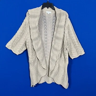 Cárdigan tejido frontal abierto tostado Joseph A. para mujer cuello chal dobladillo vieira talla XL Foto 1 de 4