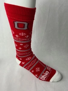 Ohio State Buckeyes Feo Navidad Suéter Copo de Nieve Crew Vestido Calcetines Grandes Rojo - Imagen 1 de 2