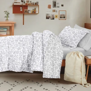 Pacchetto biancheria da letto pronta per il dormitorio per campus, set piumino modellato, set lenzuola solide - Foto 1 di 13