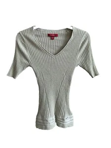 Guess Knit Gold Top Short Sleeve Size Medium - Picture 1 of 5