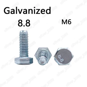 M6 Galvanized 8.8 Steel Hexagon Head Screws Bolts Hex Head Screws DIN933 - Picture 1 of 6