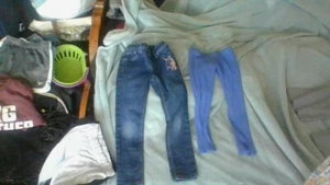 2pr Girls Size 6 Pants-Good Cond: Jumping Beans UNICORN BLING Jeans/WN PullOn - Picture 1 of 15