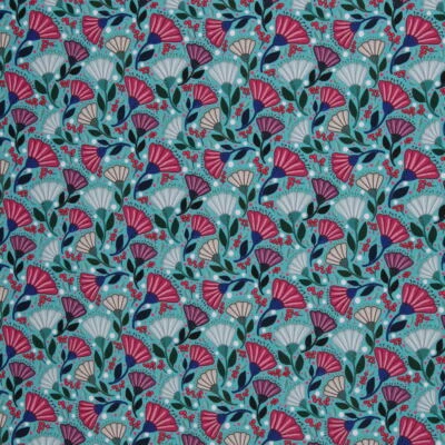 0,5m Garden Stories by Emjo Design, Blumen türkis, 400262 (6,30 EUR/m²) - Bild 1 von 3