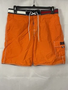 Vintage Tommy Hilfiger Swim Trunks Board Shorts Mens Size L Y2K 2005 Orange J3 - Picture 1 of 18