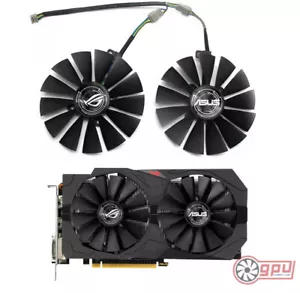 ASUS 95mm GTX 1050 Ti STRIX & RX 580 570 470 DUAL - Replacement Cooler Fan Set - Picture 1 of 9