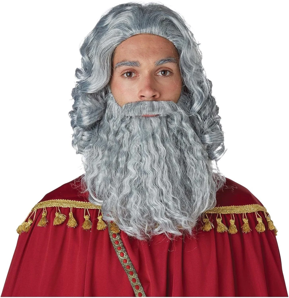 Biblical King Wig & Beard Fancy Dress Halloween Adult Costume Accessory 2 COLORS - Image 1 of 1