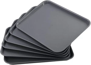 6 Packs Plastic Serving Tray, 17.2" X 13.4", Deep Gray - Picture 1 of 12