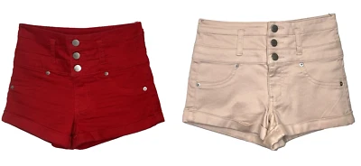 Exhilaration Size 00 Red&Pink High Rise Midi Three Button Closure Shorts Bundle - Image 1 of 4
