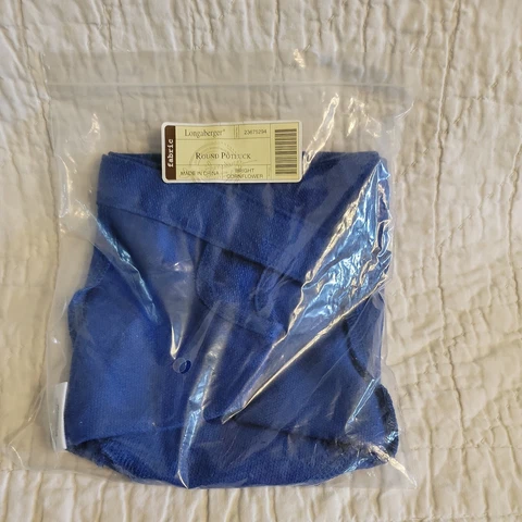 NIP Longaberger Round Potluck "Bright Cornflower" Basket Liner Cover