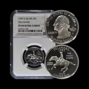 UNITED STATES. 1999, 25 Cents, Silver - NGC PF69 - Delaware, Caesar Rodney - Picture 1 of 5