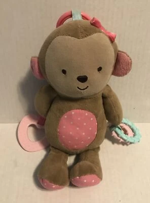 Mordedor arrugado sonajero Child Of Mine Carters mono marrón felpa puntos rosas 10" Foto 1 de 4