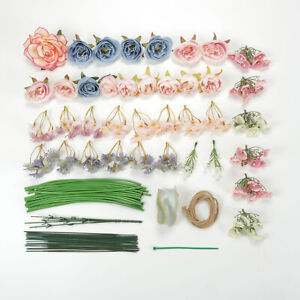 38P Artificial Silk Flower Head Greenery Combo For DIY Bouquets Table Vase Decor