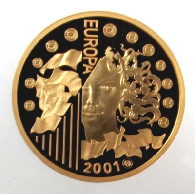 2001 GOLD FRANCE 99 MINTED 5oz EUROPA 655,9 FRANC NGC PROOF 68 ULTRA CAMEO  - Image 1 of 3