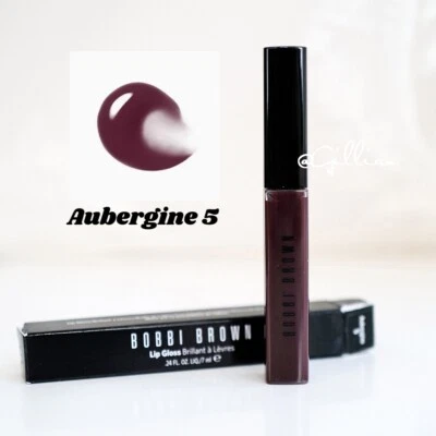 BOBBI BROWN LIP GLOSS, AUBERGINE #5, FULL SIZE, 0.24 OZ/7 ML - NIB -DISCONTINUED - Image 1 of 4