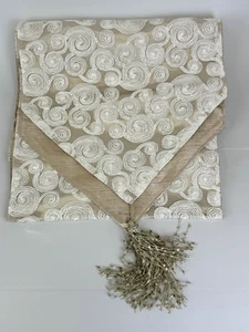 Fancy Modern Coil & Raw Silk Table Runner with Tassel * 78 x 11 - Picture 1 of 3