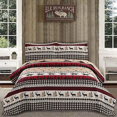 Rustic Quilt Bedding Set King Size Bedspread Coverlet Country Quilts Lodge Ca... - Image 1 of 4