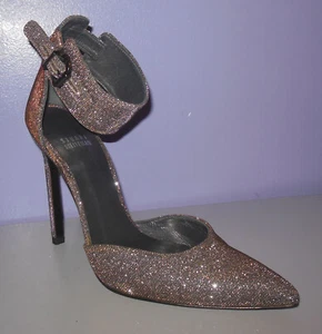 Stuart Weitzman Sparkling Glittery Spike Heel D'Orsay Heels Ankle Strap 7.5 M - Picture 1 of 8