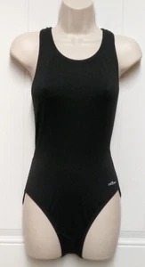 Dolphin Girl's Lap SwimSuit Solid Black Polyester One Piece Swimsuit M (10) - Picture 1 of 4