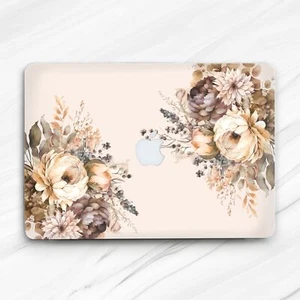 Custodia rigida retrò foglia fiore floreale beige per Macbook Air 13 Pro 16 13 14 15 - Foto 1 di 4