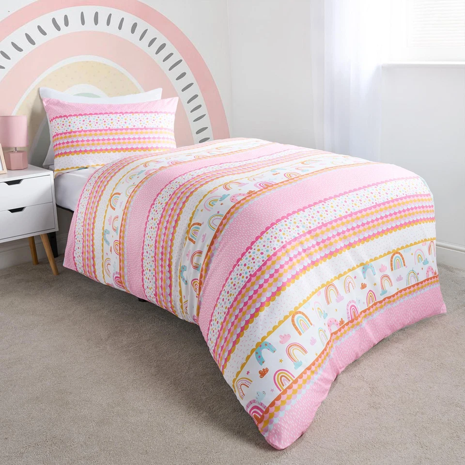 Rainbow Duvet Cover Bedding Set Quilt Pillowcase Reversible Junior Single Bed - Image 1 of 1